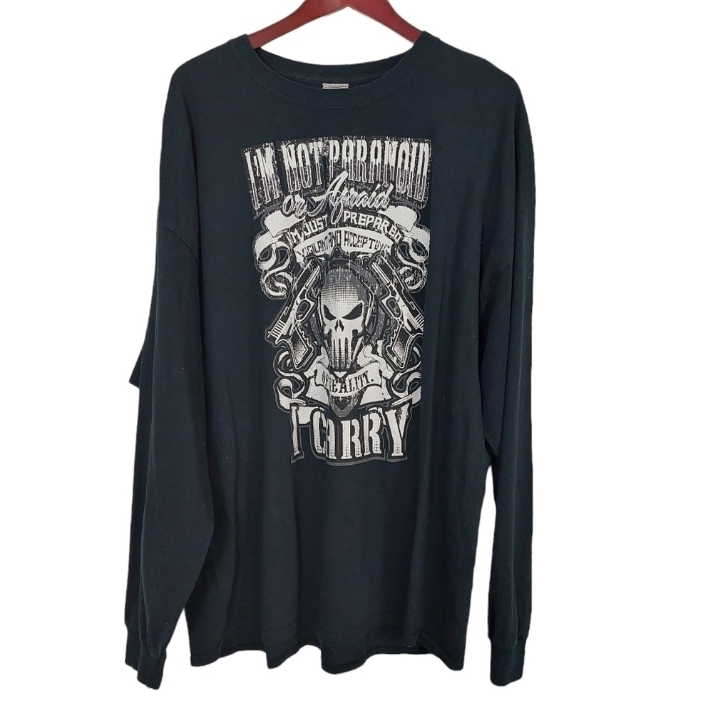 I Am Not Paranoid or Afraid I'm Just Prepared Black Long Sleeve T Shirt Size 3XL
